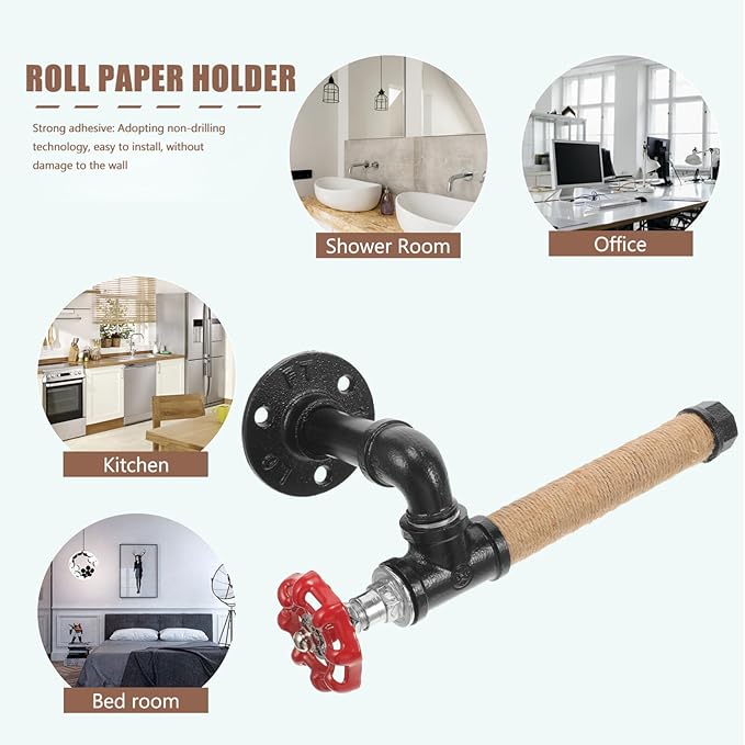 UKCOCO Industrial Paper Towel Holder Under Cabinet Counter Dispenser Farmhouse Rustic Vintage Wall Mount Hanging Paper Towel Rack for Kitchen Bathroom