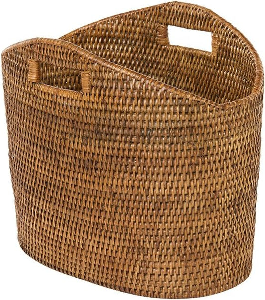 KOUBOO 1060135 La Jolla Oval Rattan Magazine Rack, Honey Brown