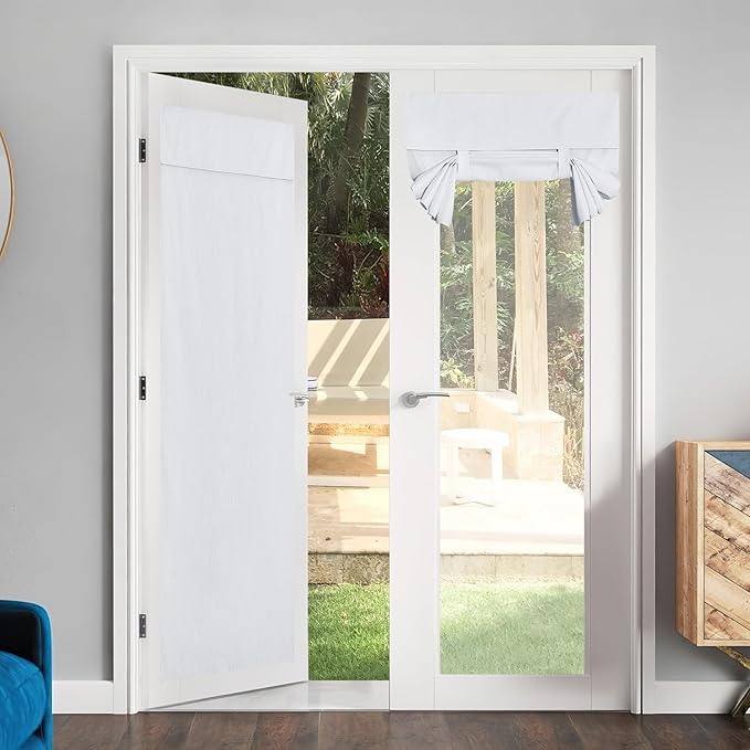 NICETOWN Door Curtains for Window, French Front Door Curtains for Privacy, Thermal Insulated Sidelight Curtain Tie Up Shade, 36W x 72L Inch, White, 1 Panel