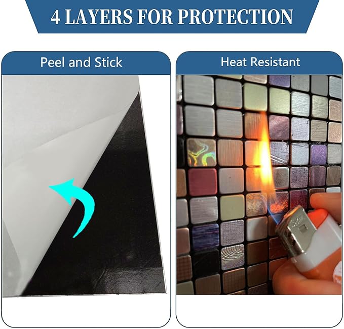 10 Sheets Peel and Stick Backsplash Tile, Self-Adhesive Mosaic Tile, Stick on Kitchen, Bathroom Vanities, Fireplace Décor, Laundry Table (10, Mixed-1)