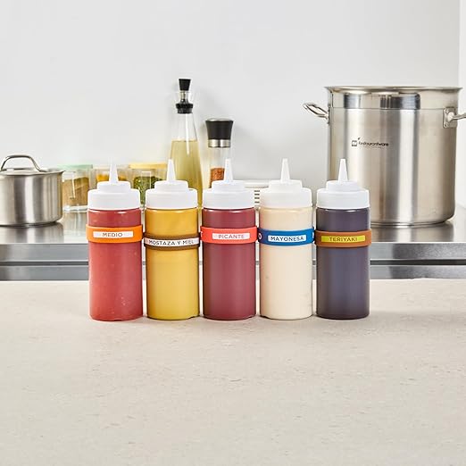 Restaurantware Silicone Squeeze Bottle Band 10 Count 2.75 Inch Dishwasher Safe Condiment Identification Band, Hot Red Non-Slip Label Band for Condiment Labeling at Restaurants, Food Trucks