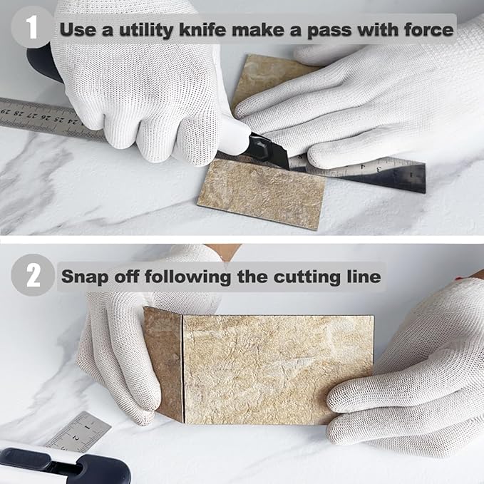 AULIGET Peel and Stick Backsplash Wall Tiles, 3" x 6" PVC Sandstone Faux Stick on Tiles, Pack of 4