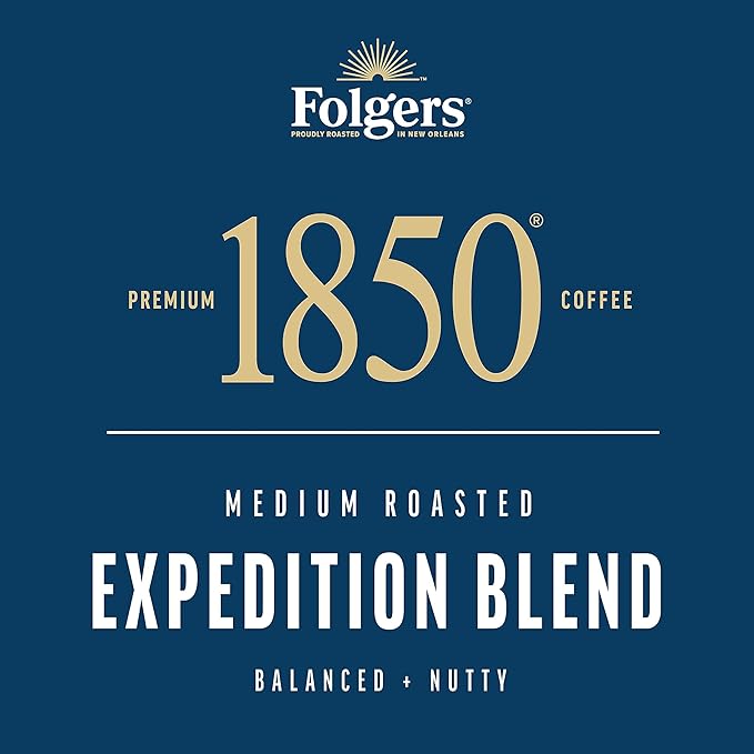 Folgers 1850 Expedition Blend Medium Roast Coffee, 60 Keurig K-Cup Pods (Pack of 2)