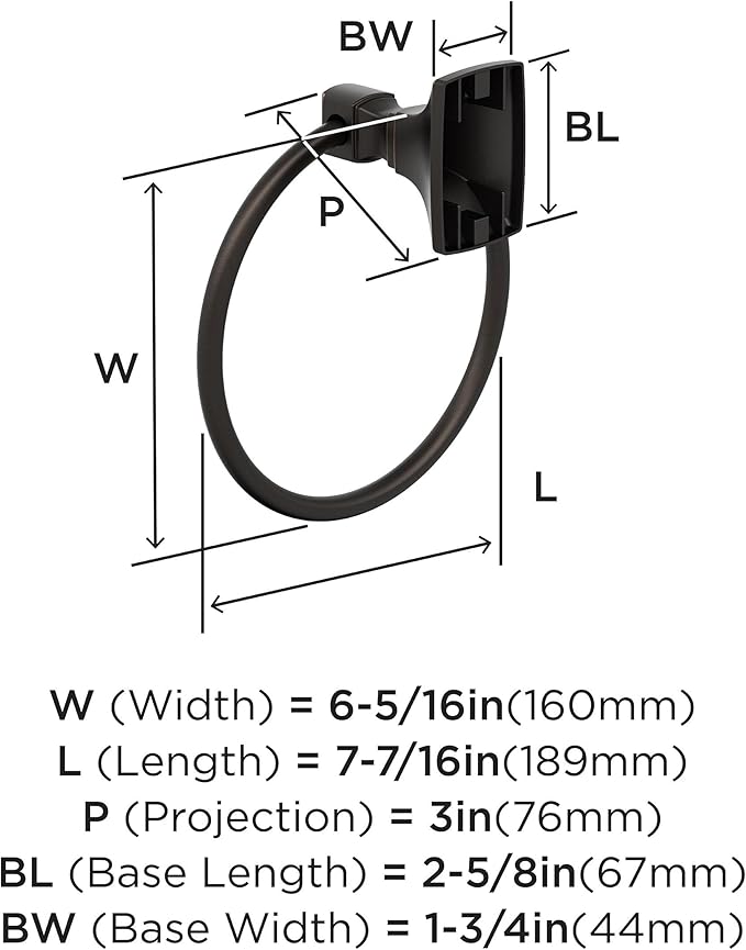 Amerock BH36012 Highland Ridge 7-7/16" Wall Mounted Towel Ring - Oil Rubbed Bronze
