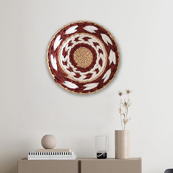 Woven Decor, Hanging Baskets Unique Tapestry for Hallway Bedroom Living Room Home Decorations (Red 30cm)