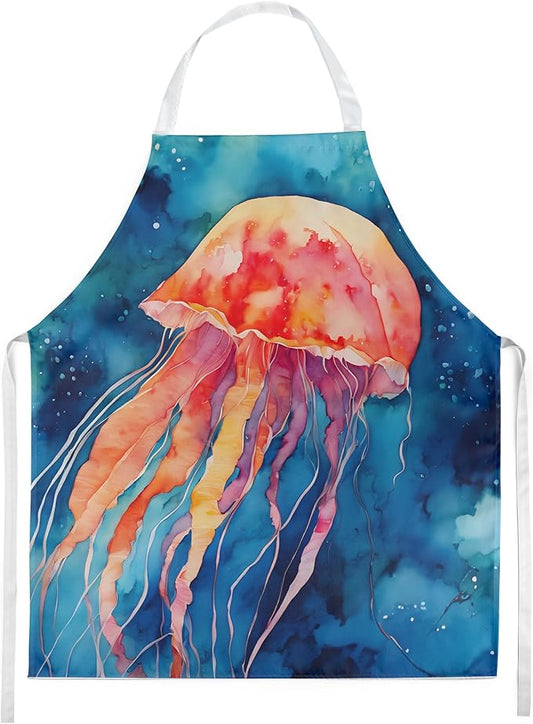 Caroline's Treasures Jellyfish Apron Cooking Kitchen Server Baking Crafts Gardening for Adult Women Men, Unisex, Large, Multicolor