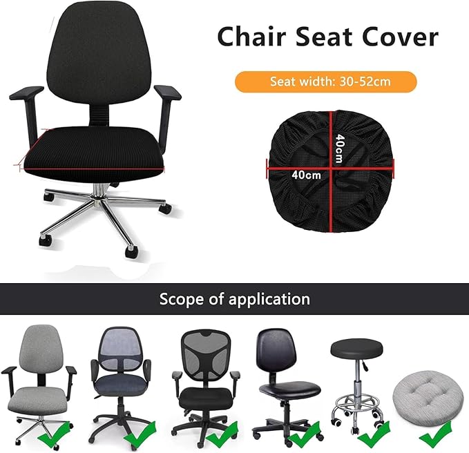 Newfashion Waterproof Dining Chair Seat Covers Set of 4, Stretch Dining Room Cushion Slipcovers Non-Slip Elastic Seat Cover for Kitchen Chairs Washable Parson Chair Protectors(Black-4PCS)
