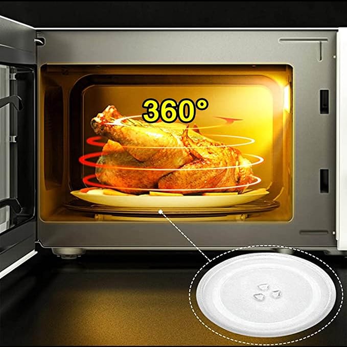 Replacement Microwave Glass Plate, 9.6 to 12.4 Inch Universal Turntable Tray with 3 Fixtures, Scratch-Resistant Flat Base for Small and Medium Ovens