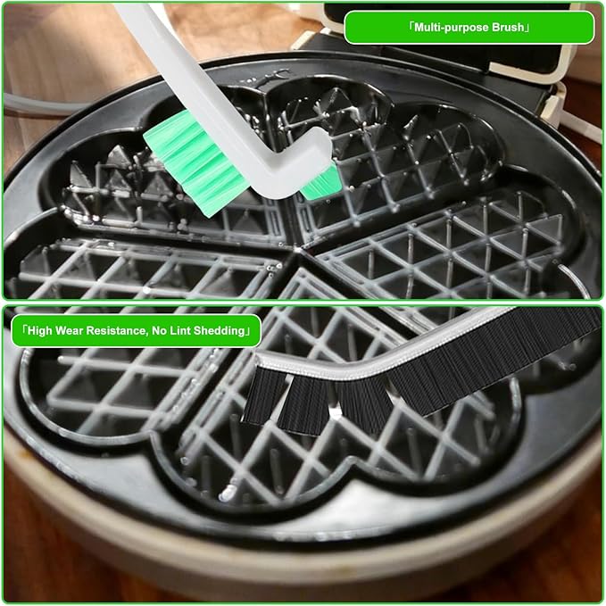 8- Piece Waffle Makers Clean Brush Kit: Different - Sized Brushes Reach Every Crevice, Towels for Spotless Shine & Sponges to Absorb Debris Instantly. Works with All Waffle Maker Models.