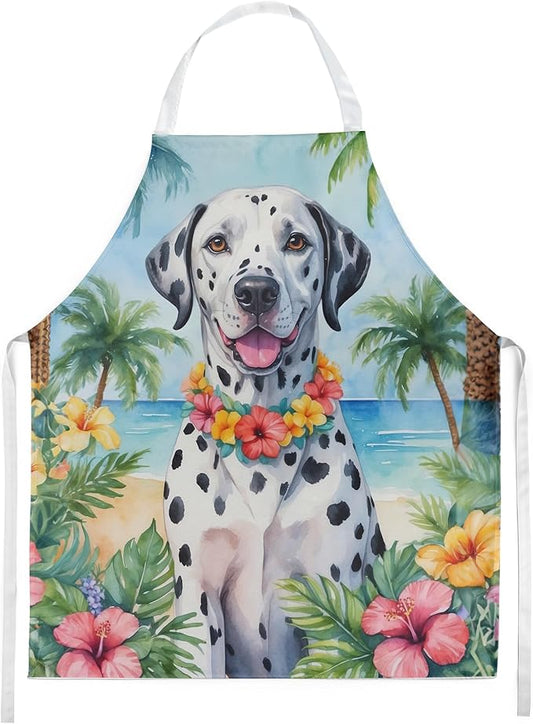 Caroline's Treasures Dalmatian Luau Apron Cooking Kitchen Server Baking Crafts Gardening for Adult Women Men, Unisex, Large, Multicolor