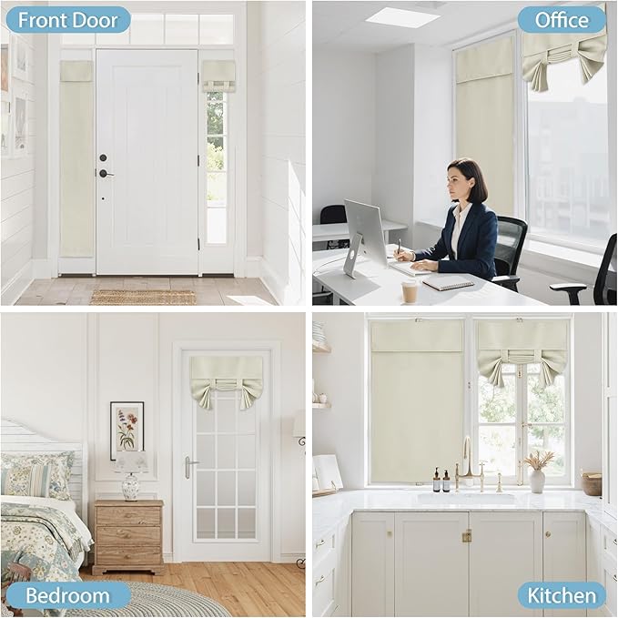 RYB HOME Door Curtain - Privacy Thermal Insulated Glass Window Curtains for Patio Front/French Door Living Room Dining, W26 x L69 inches, 1 Panel, Light Beige