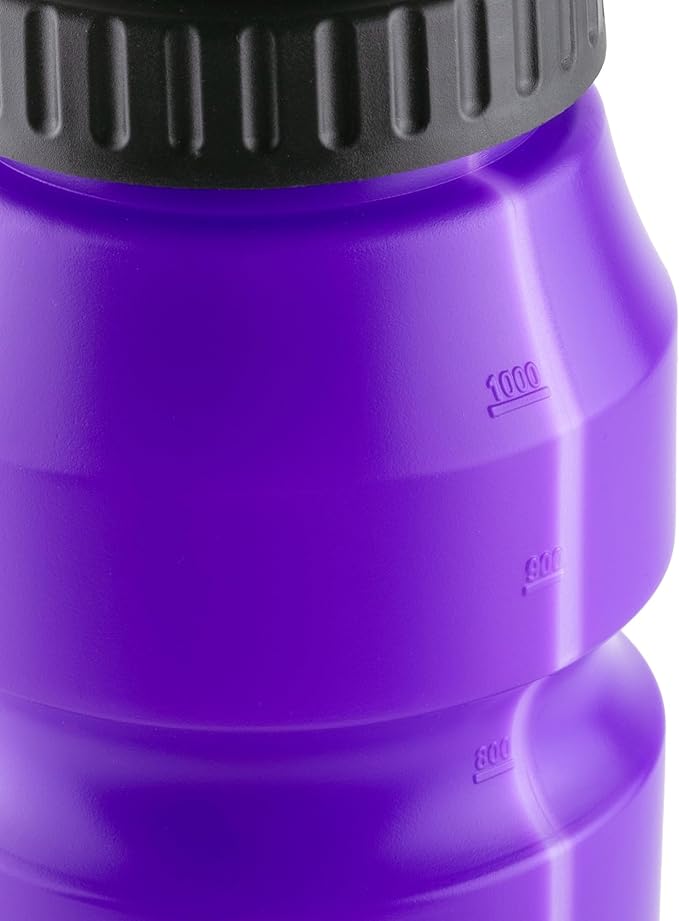 Cannon Sports 1 Liter Sports Water Bottle, BPA-Free, 34 Oz Capacity, Large Mouth, 2 lids (Straw and Squeeze), Great For Helmet Sports Such As Hockey, Lacrosse, Football, Boxing (Purple)