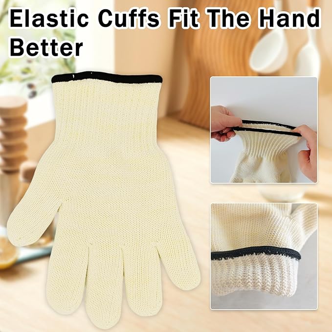 Double Layer Aramid Oven Gloves for Cooking, Baking & Grilling - 932°F Heat Resistant Flame Retardant Oven Mitts Gloves with Fingers for Home Chefs and Professionals