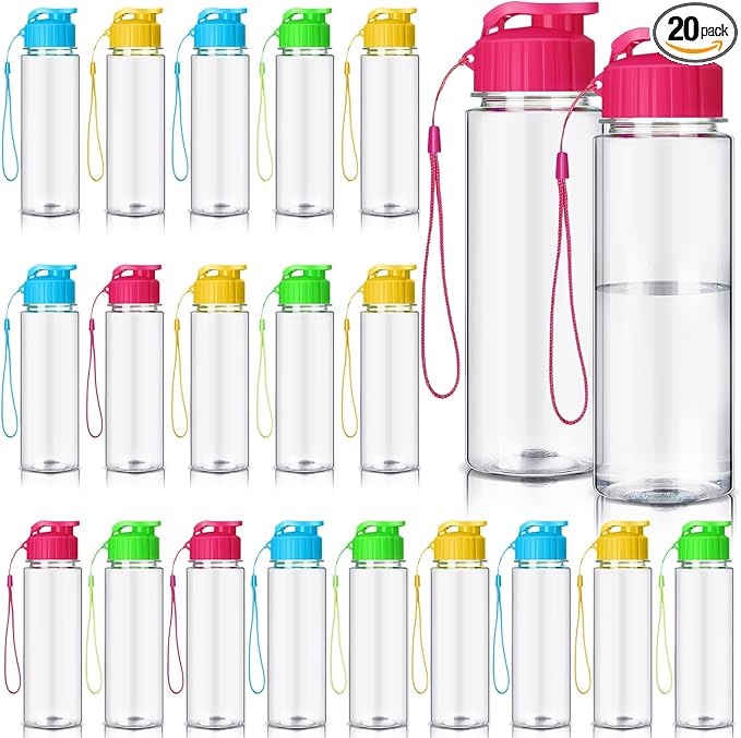 Mifoci 20 Pieces Water Bottle Bulk 17 oz Plastic Water Bottles Bulk Gym Sports Adults Reusable Large Bottles with Leak Proof Flip Top for Party Outdoor (Colorful)