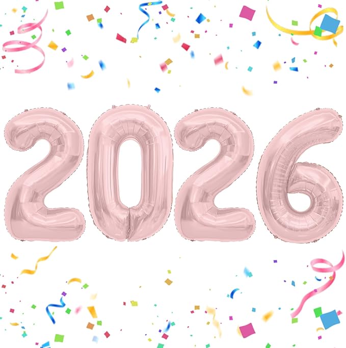 2026 Rose Gold Foil Numbers Balloons(40 Inch) Happy New Years Eve Party Supplies 2026 New Year Graduation Balloons Decorations 20 26 Signs Props Birthday Anniversary Wedding Festival Ornament Decor