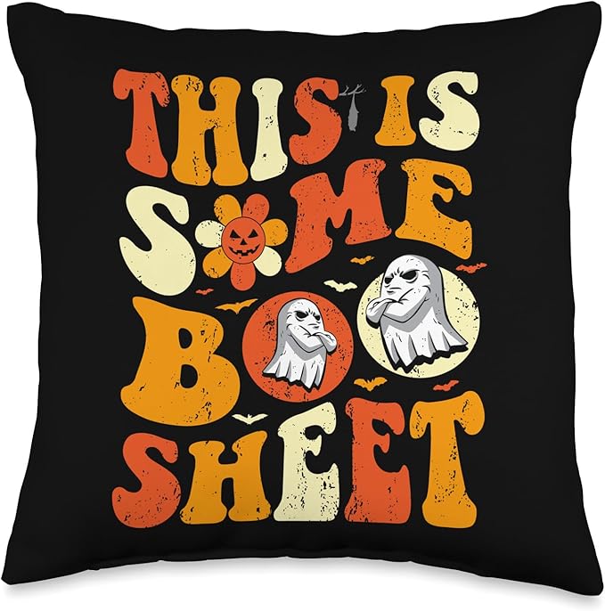 This is Boo Sheet Ghost Retro Halloween Costume women girls Throw Pillow