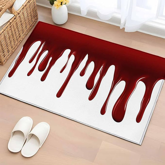 Area Rug 2x3ft, Halloween Pattern Washable Rugs for Living Room Bedroom, Horror Red Fluid Style Soft Non-Slip Area Rugs Rectangle Floor Carpet for Dining Room