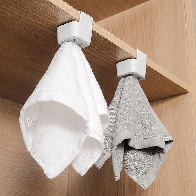 Fafeicy Bathroom Towel Hook, Plastic Material, Wall Mounted Rack Push Hook for Kitchen Bathroom Organization