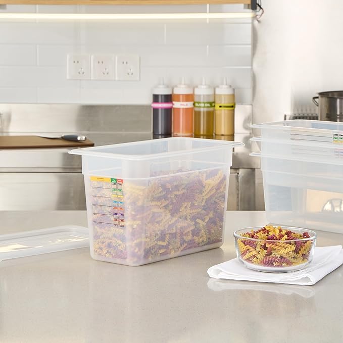 Restaurantware Food Storage Container 10 Pack of 12.7 x 6.8 x 7.8 Inches Plastic Stackable Storage Box White Reusable Label Container Dishwasher Safe For Restaurants And Kitchens