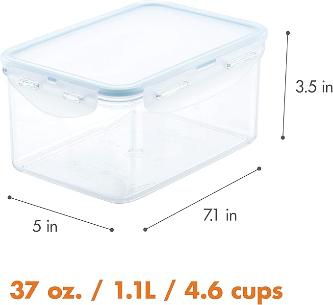 LOCK & LOCK Purely Better Tritan Container/Rectangle Food Storage Bin, 37 Ounce, Clear