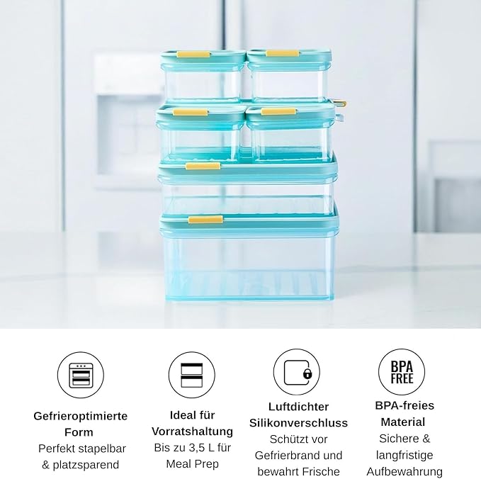 LocknLock Freezer Fit Plastic Freezer Containers | Airtight Stackable Food Storage for Meal Prep | Microwave & Dishwasher Safe | BPA Free Freezer Container with Lid, 2.2L