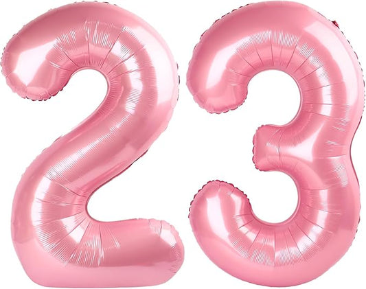 Big 23 Balloons Number, 40 Inch 32 Balloon for Women Men, Pearl Pink Number Ballons for Party Birthday, Photo Prop, Wedding, Celebration, Graduation