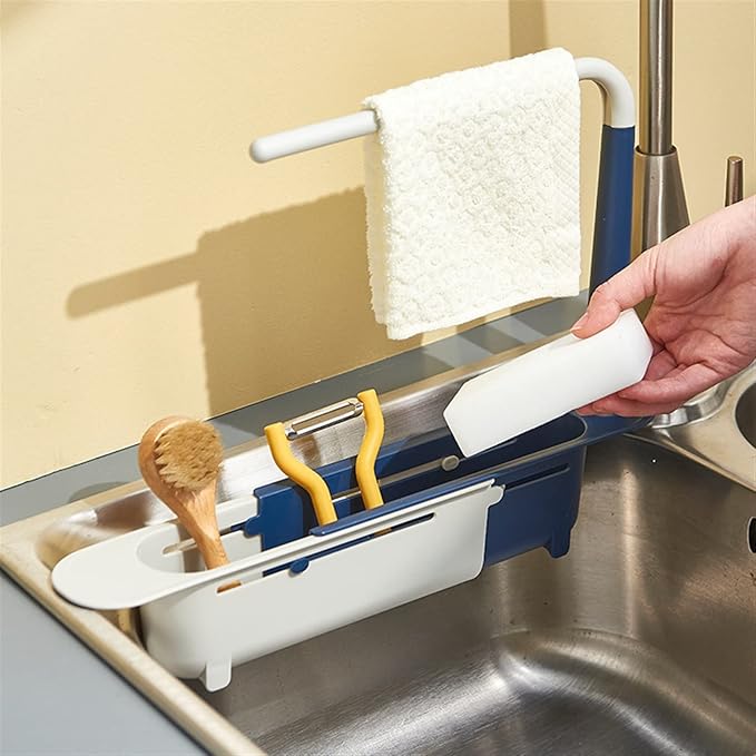 Kitchen Storage Rack Shelf Kitchen Sinks Organizer Soap Sponge Holder Sink Drain Rack Storage Basket Kitchen Gadgets Accessories Tool Storage Shelves (Color : Black) (Mug)