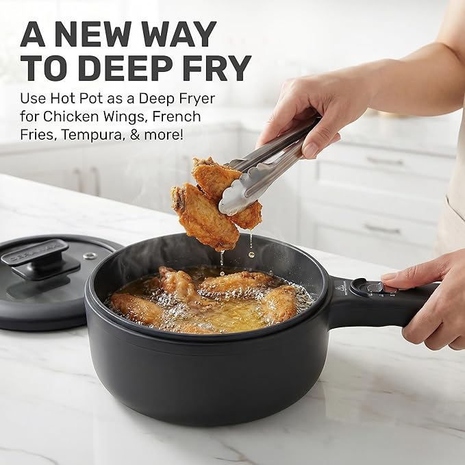 Hot Pot Electric 1.5L CERAMAX, Non-Toxic Ceramic Noodle Cooker Skillet with Steamer & Lid for Ramen, Pasta, Eggs, Soup - Fast Heating, Portable for Dorms, Camping, RVs, Office, Adjustable Temperature