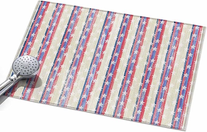 Area Rug 2x3ft, American Star Stripe Washable Rugs for Living Room Bedroom, Retro Independence Day Theme Soft Non-Slip Area Rugs Rectangle Floor Carpet for Dining Room