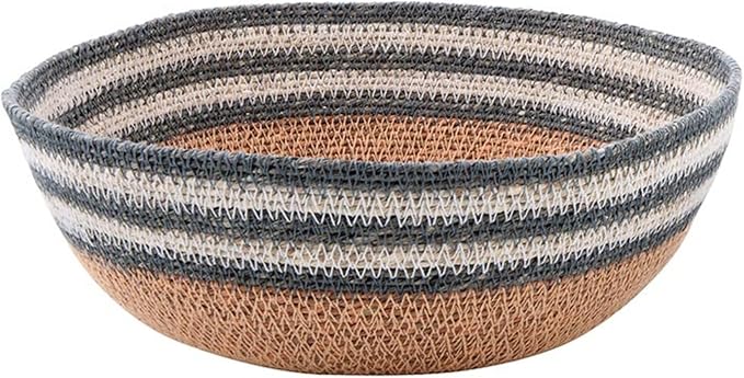 47th & Main Set of 2 Decorative Seagrass Bowls, Navy Striped