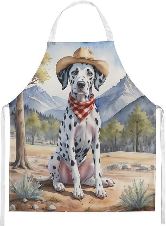 Caroline's Treasures Dalmatian Cowboy Welcome Apron Cooking Kitchen Server Baking Crafts Gardening for Adult Women Men, Unisex, Large, Multicolor