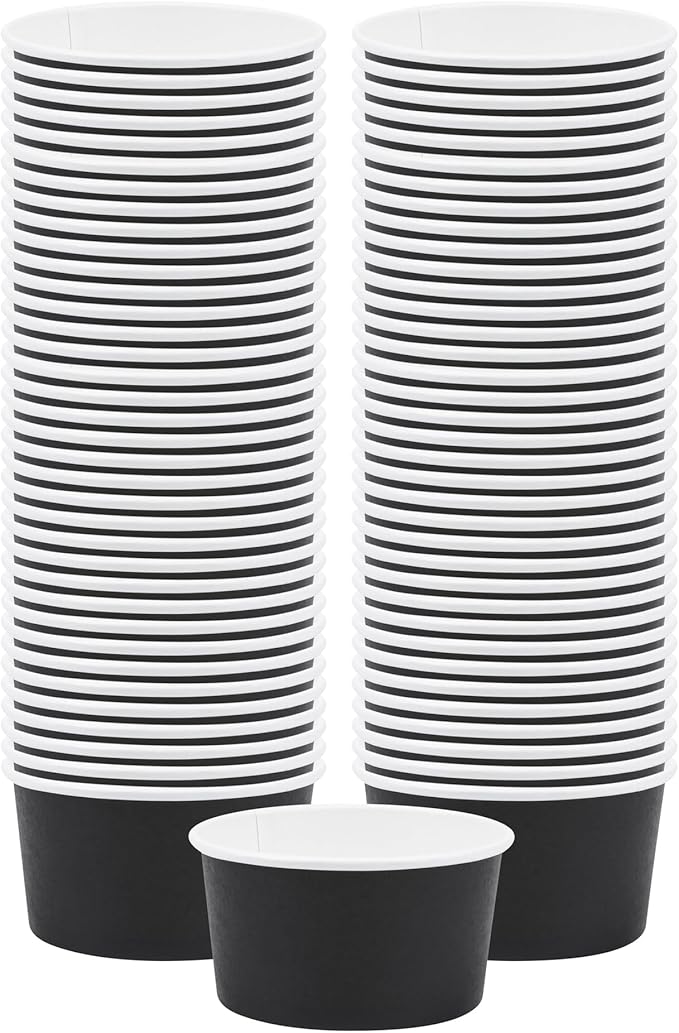 Coppetta 8-Ounce Dessert Cups, 50 Disposable Ice Cream Cups - Lids Sold Separately, Sturdy, Black Paper Frozen Yogurt Bowls, For Hot And Cold Foods, Perfect For Gelato Or Mousse - Restaurantware