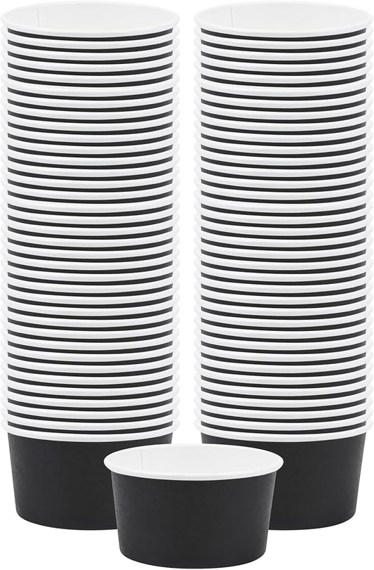 Coppetta 8-Ounce Dessert Cups, 50 Disposable Ice Cream Cups - Lids Sold Separately, Sturdy, Black Paper Frozen Yogurt Bowls, For Hot And Cold Foods, Perfect For Gelato Or Mousse - Restaurantware