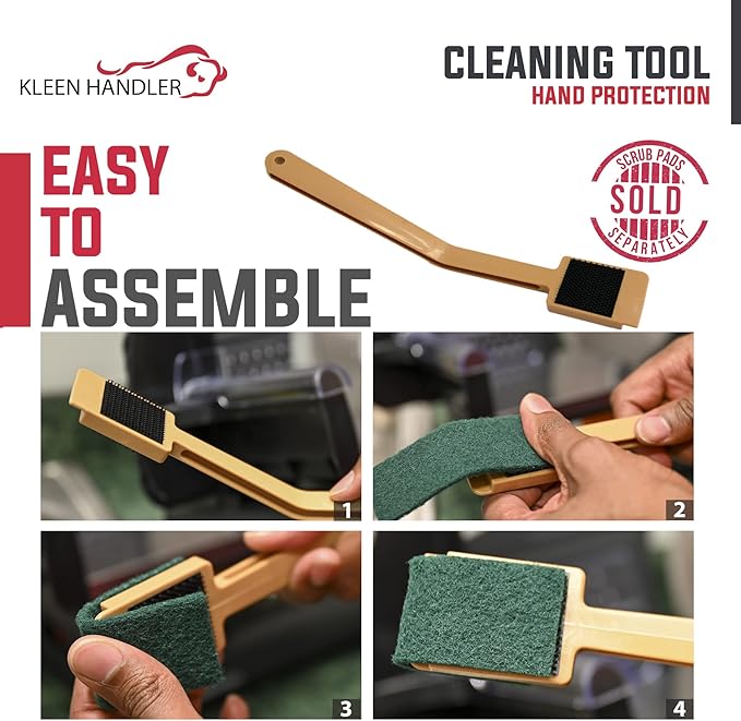 Kleen Handler 3 Pack EZ Scrub-Slicer Cleaning Tool, Electric Blade Cleaning, Deli Slicing Machine Cleaner, Clean Mandolin Slicer Safely (3 Handles)