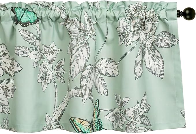 Leeva Rustic Kitchen Curtains Valances, 52 x 18 Inch Rod Pocket Valance Short Curtain Window Drapery for Living Room, 1 Panel, Leaves Pattern