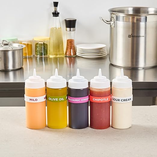 Restaurantware Silicone Squeeze Bottle Band 10 Count 2.75 Inch Dishwasher Safe Condiment Identification Band, Balsamic Vinegar Purple Non-Slip Band for Condiment Labeling at Restaurants, Food Trucks