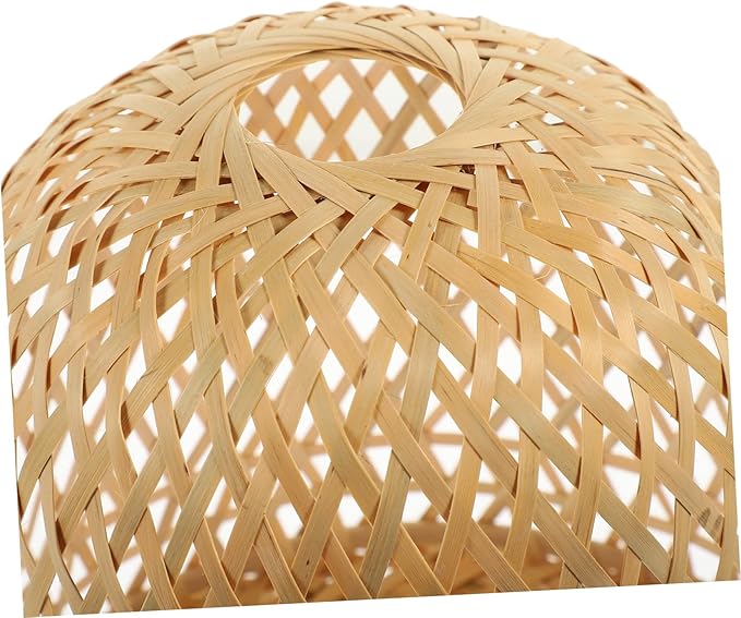 2pcs Bamboo Lampshade Rattan Light Fixture Boho Hanging Light Pink Tile Stickers Light Covers for Ceiling Lights Lampshades for Ceiling Lights Fan Bamboo Weaving Desk Lamp To Weave(Khakix2pcs,25x25x19