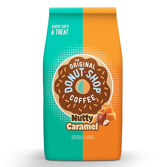 The Original Donut Shop Coffee, Nutty Caramel, Medium Roast, Flavored Ground Coffee, 12 oz Bag