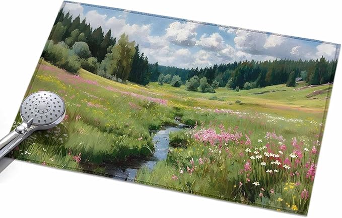 Area Rug 2x3ft, Watercolor Flowers Leaves Forest Meadow Washable Rugs for Living Room Bedroom, Oil Paint Texture Soft Non-Slip Area Rugs Rectangle Floor Carpet for Dining Room