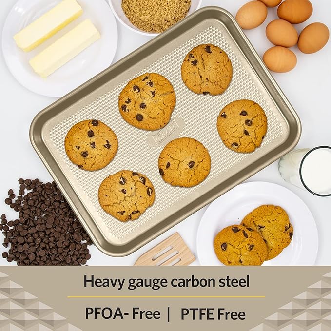 Glad Premium Nonstick Cookie Sheet – Heavy Duty Baking Pan with Raised Diamond Texture, Small