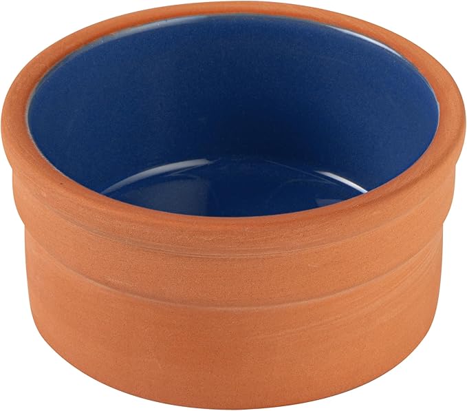 Restaurantware-Terra Tek 5.1 Ounce Terracotta Cazuelas, 2 Blue Glazed Clay Pots For Cooking - Oven-Ready, Microwavable, Terracotta Serving Pots, Dishwashable, For Cooking And Serving