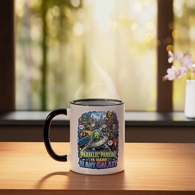 Parallel Parking Is Hard In Any Galaxy Ceramic Mug, Black/White