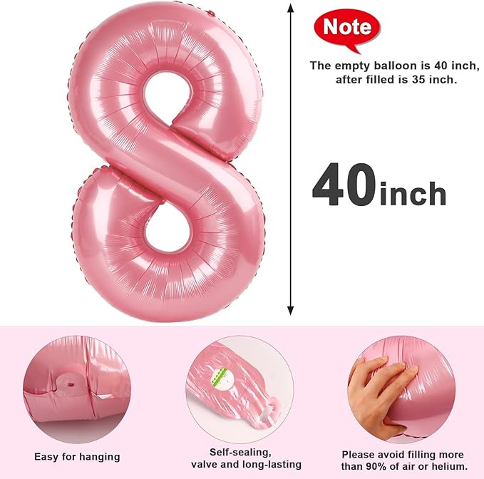 Number 8 Balloons Pearl Pink Party Decorations for Girl Boys, 40 In Big Balloons for Engagement, Wedding, Celebration Party, Graduations, Photo Shoot