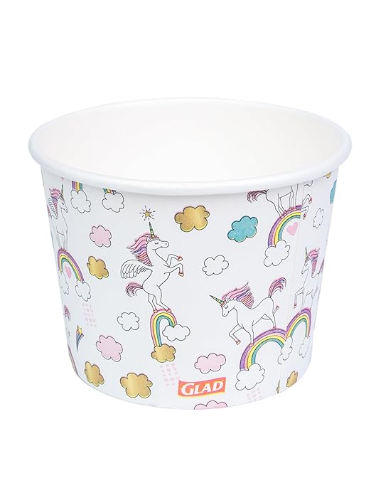 Glad for Kids Unicorns Paper Snack Bowls, Disposable Paper Bowls for-Kids Snacks and Parties, Sturdy Microwave Safe Bowlsfor Everyday Use and Easy Cleanup, 12 Oz, 20 Count (Pack of 2)