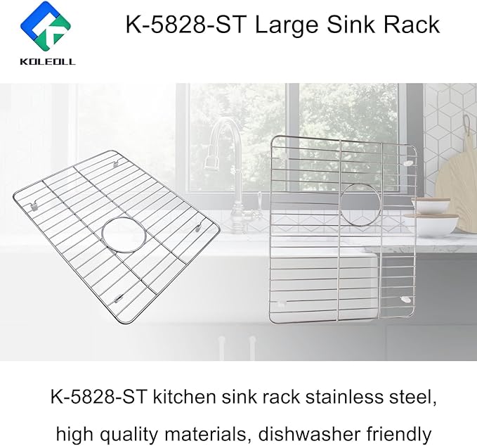 K-5828-ST Large Sink Rack Fit for Kohler Whitehaven Kichen Sink K-6426 K-6427, Large Sink, Stainless Steel