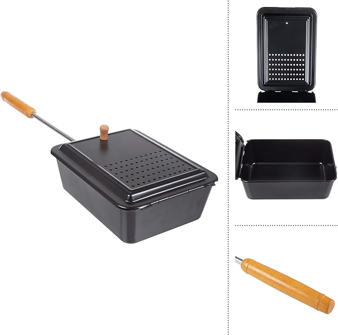 Campfire Popcorn Popper - Old Fashioned Popcorn Maker with Nonstick Finish and Extended Handle - Camping Gear and Campfire Cooking Equipment by Great Northern Popcorn (Black)