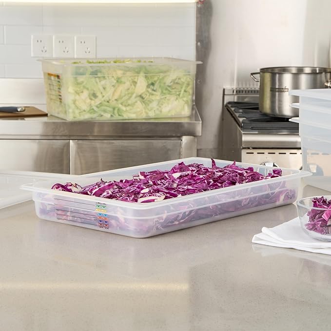 Restaurantware Food Storage Container 10 Pack of 20.7 x 12.6 x 2.5 Inches Plastic Stackable Storage Box White Reusable Label Container Dishwasher Safe For Restaurants And Kitchens