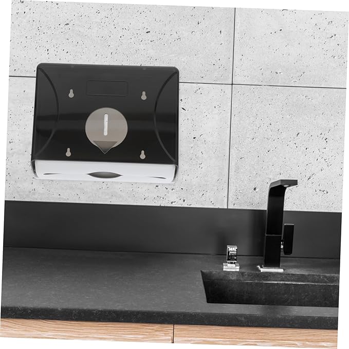 ERINGOGO Wall Mounted Paper Towel Dispenser Touchless Hand Towel Holder for Bathrooms and Kitchens Capacity Easy to Install Commercial Tissue Paper Holder Black