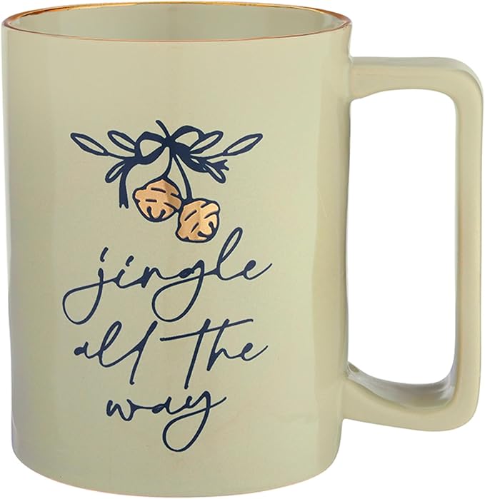 Santa Barbara Design Studio Holiday Ceramic Mug with Gold Foil Detail, 16-Ounces, Jingle