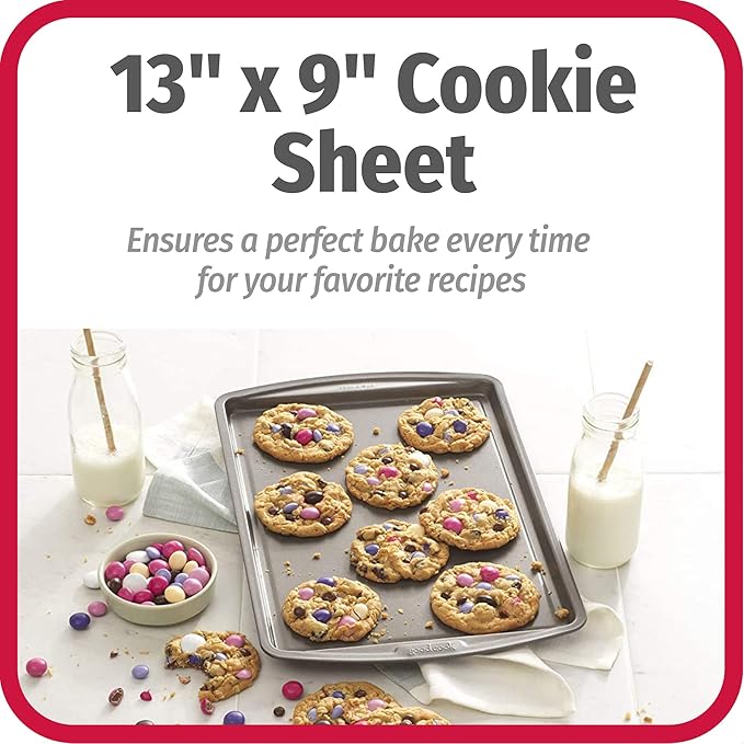 GoodCook Everyday Baking Sheet with Carbon Steel Construction & Scratch-Resistant Metal-Utensil Safe Nonstick , 9 x 13-Inch